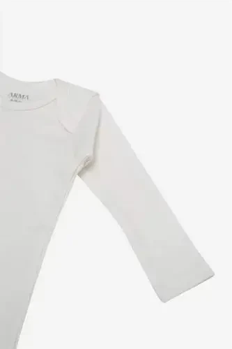 %100 Organic Cotton White Long Sleeve Baby Bodysuit 5-Pack - 3