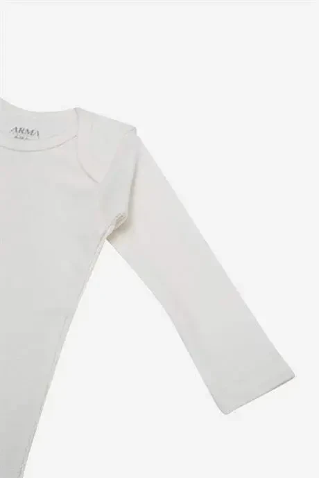 %100 Organic Cotton White Long Sleeve Baby Bodysuit 5-Pack - 3