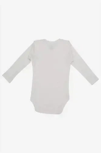 %100 Organic Cotton White Long Sleeve Baby Bodysuit 5-Pack - 4