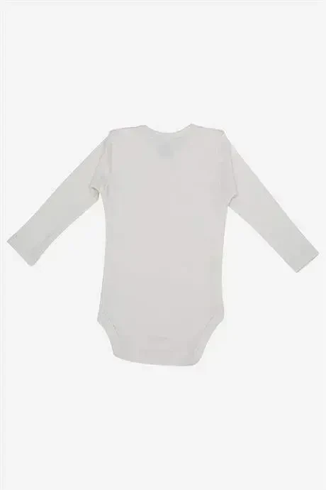 %100 Organic Cotton White Long Sleeve Baby Bodysuit 5-Pack - 4