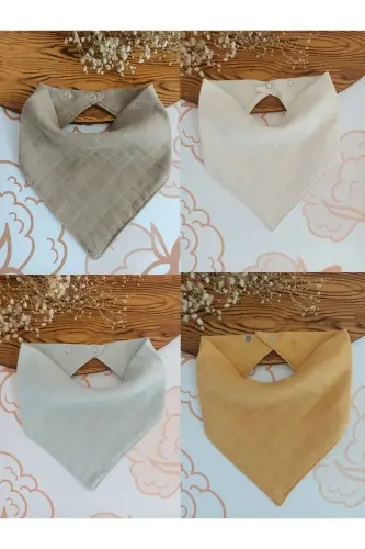 100% Organic Muslin Double Layer Baby Bib & Drool Bandana Set (12 pcs, 40cm) - 2