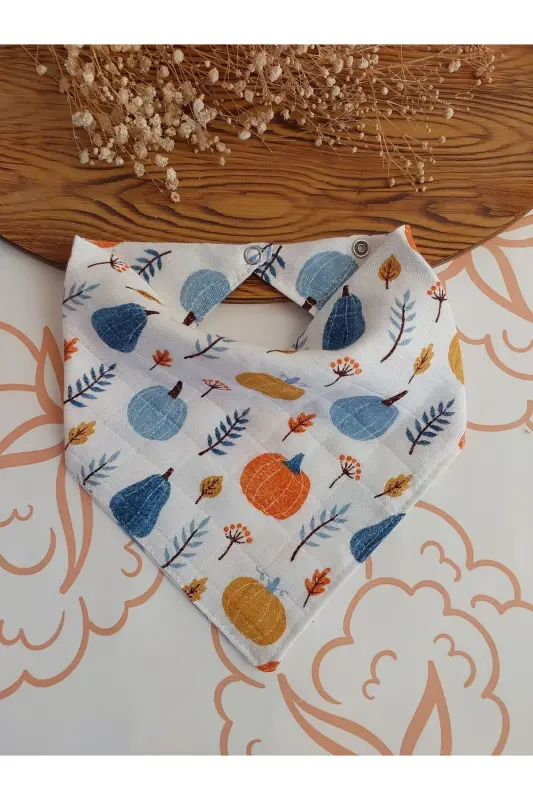 100% Organic Muslin Double Layer Baby Bib & Drool Bandana Set (12 pcs, 40cm) - 7