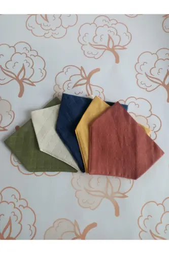 100% Organic Muslin Double Layer Baby Bibs & Drool Bibs 5 pcs 40cm - ANGELSHUG (1)