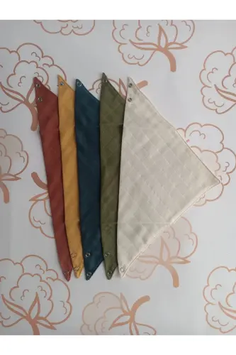 100% Organic Muslin Double Layer Baby Bibs & Drool Bibs 5 pcs 40cm - 3