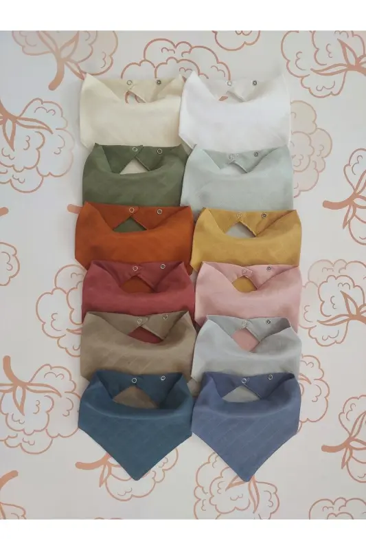 %100 Organic Muslin Double Layer Baby Scarf Collar Bib Drool Cloth 12 Pieces 40 Cm - 1