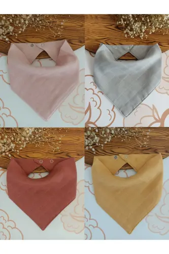 %100 Organic Muslin Double Layer Baby Scarf Collar Bib Drool Cloth 12 Pieces 40 Cm - 6