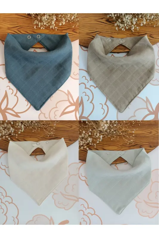 %100 Organic Muslin Double Layer Baby Scarf Collar Bib Drool Cloth 12 Pieces 40 Cm - 7