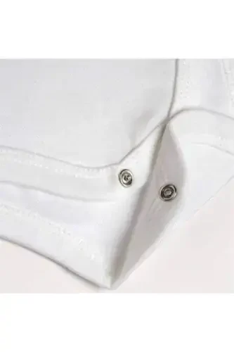 %100 Органический Хлопок 3шт Белый Детский Боди с Кнопками - 6