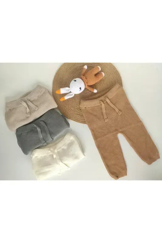 %100 Органический Хлопок Unisex Детские Трикотажные Брюки Трикотажные Спортивные Штаны-Коричневый - 1