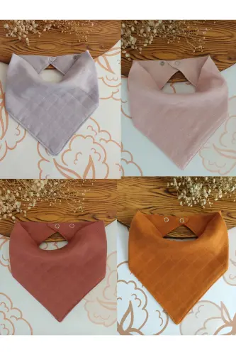 %100 Organik Müslin Çift Katlı Bebek Fular & Yakalık Mama Önlüğü & Salya Önlüğü Bez 12 ADET 40 CM - 3