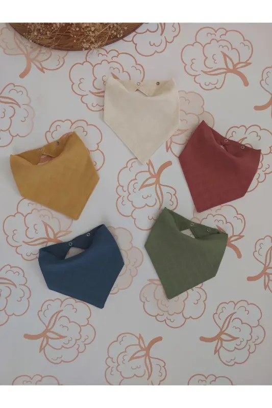 %100 Organik Müslin Çift Katlı Bebek Fuları Yakalık Mama Ve Salya Önlüğü Bez 5 Adet 40 Cm - ANGELSHUG