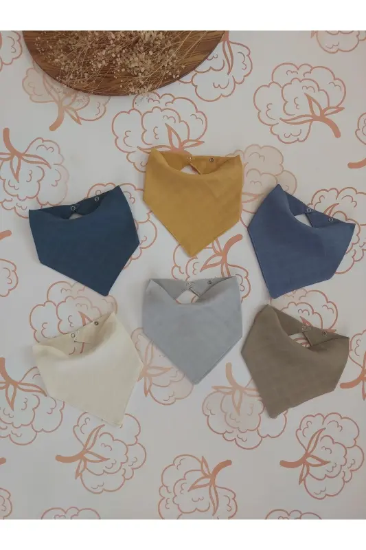 %100 Organik Müslin Çift Katlı Bebek Fuları Yakalık Mama Ve Salya Önlüğü Bez 6 Adet 40 Cm - ANGELSHUG