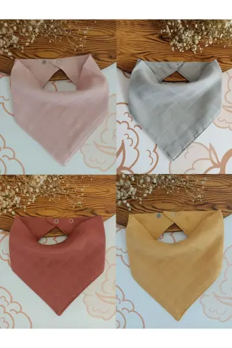 %100 Organik Muslin Ikki Qavatli Chaqaloq Ro'mol & Yoqa Mama Oldagi & So'lak Oldagi Mato 12 DONA 40 CM - 4