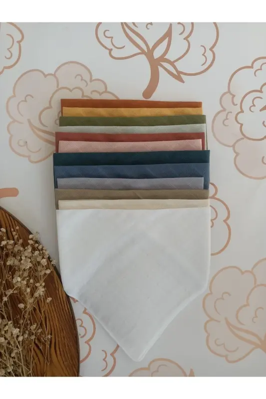 %100 Organik Muslin Ikki Qavatli Chaqaloq Ro'mol & Yoqa Mama Oldagi & So'lak Oldagi Mato 12 DONA 40 CM - 2