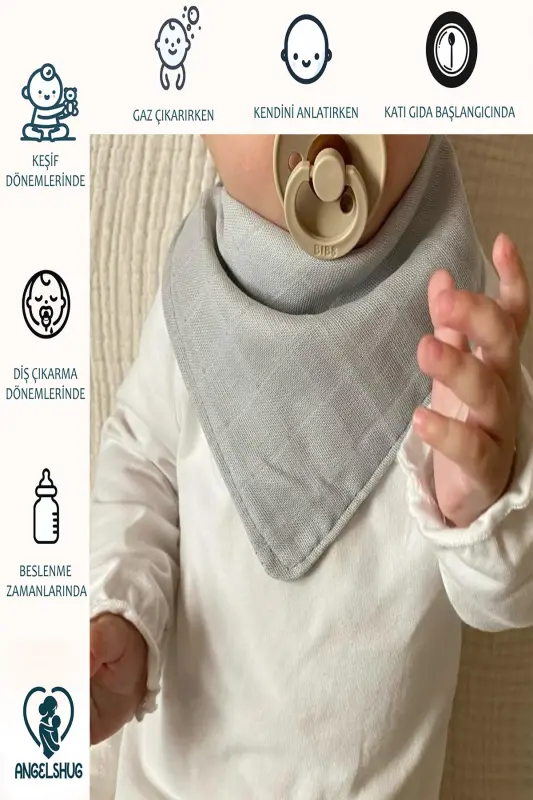 %100 Organik Muslin Ikki Qavatli Chaqaloq Ro'mol & Yoqa Mama Oldagi & So'lak Oldagi Mato 12 DONA 40 CM - 6