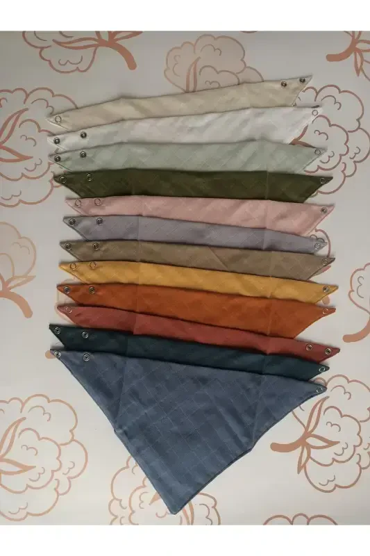 %100 Organik Muslin Ikki Qavatli Chaqaloq Ro'moli Yoqasi Ovqat Va So'lak Oldidan Ro'molcha Mato 12 Dona 40 Sm - 4