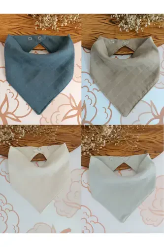 %100 Organik Muslin Ikki Qavatli Chaqaloq Ro'moli Yoqasi Ovqat Va So'lak Oldidan Ro'molcha Mato 12 Dona 40 Sm - 7