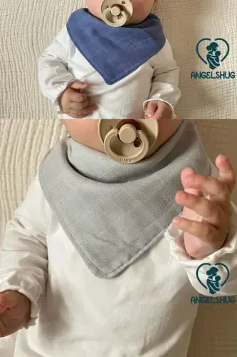 %100 Organik Muslin Ikkita Qavatli Chaqaloq Sharfi Yoqasi So'lak Va Ovqat Oldi Bez Bezi 8 Adet 40 Sm - ANGELSHUG (1)