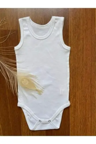%100 Organik Pamuk 3'lü Beyaz Bebek Atlet Çıtçıtlı Zıbın Body - 2