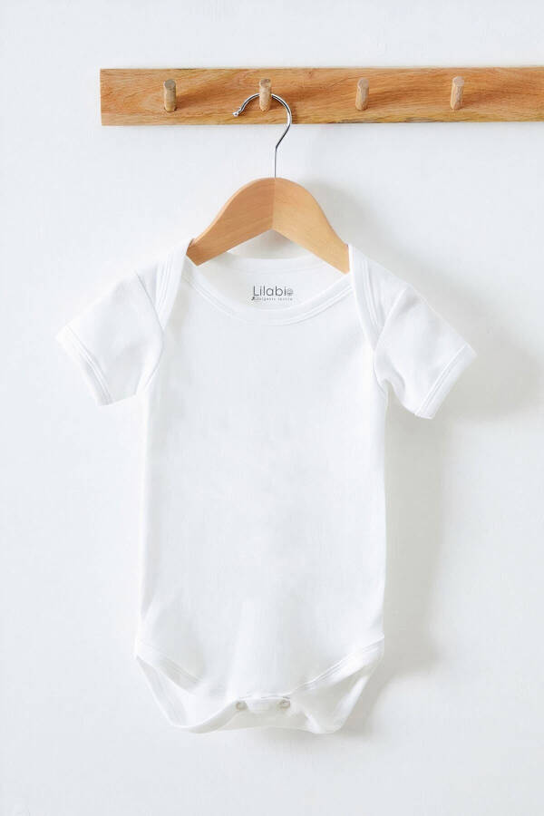 %100 Organik Pamuk 5li Beyaz Kısa Kollu Bebek Body Zıbın - 2