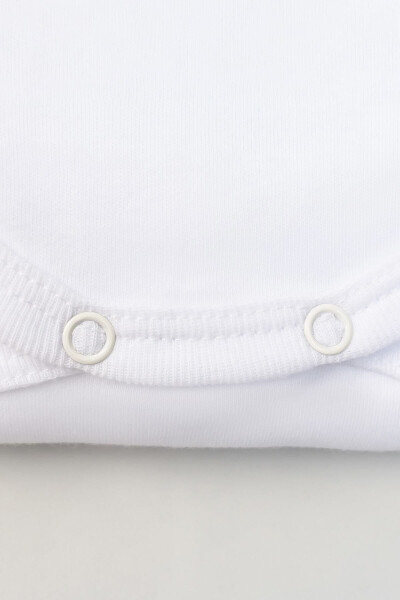 %100 Organik Pamuk 5li Beyaz Kısa Kollu Bebek Body Zıbın - 3