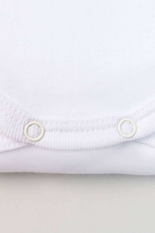 %100 Organik Pamuk 5li Beyaz Kısa Kollu Bebek Body Zıbın - 3