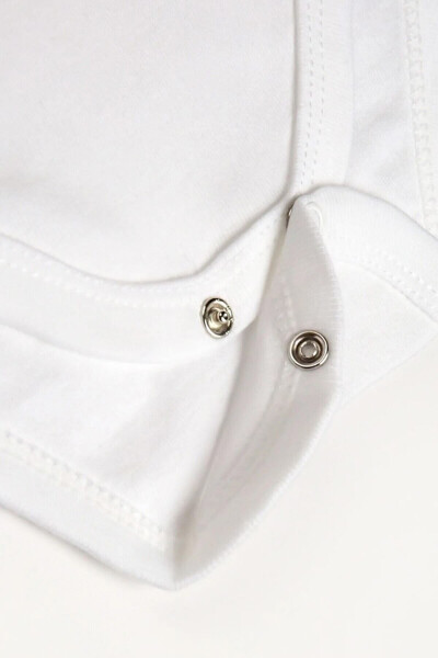 %100 Organik Pamuk 5li Beyaz Kısa Kollu Bebek Body Zıbın - 4