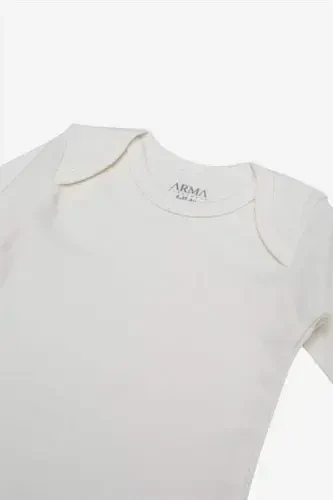 %100 Organik Pamuklu Beyaz Uzun Kollu Bebek Body 5'li Paket - BÜYÜKBEDENIZ (1)