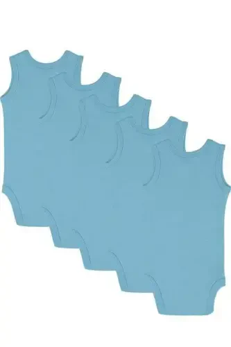%100 Organik Pamuklu Mavi Bebek Atlet Çıtçıtlı Zıbın Body 5'li Paket - BÜYÜKBEDENIZ (1)