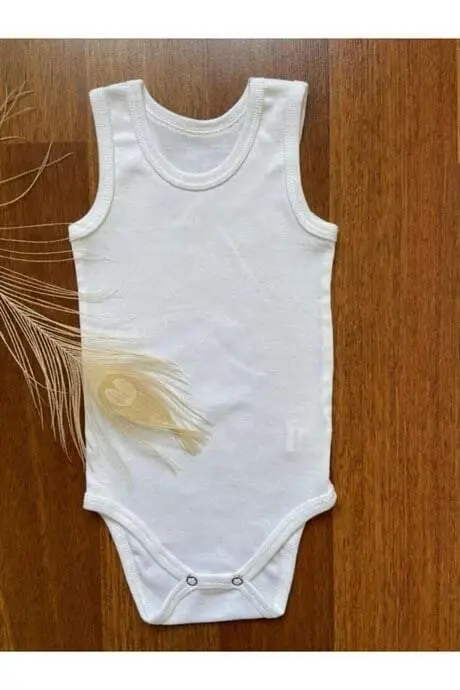 %100 Organik Paxta 3 dona Oq Chaqaloq Mayka Chiptali Bodysi Zıbın - 2