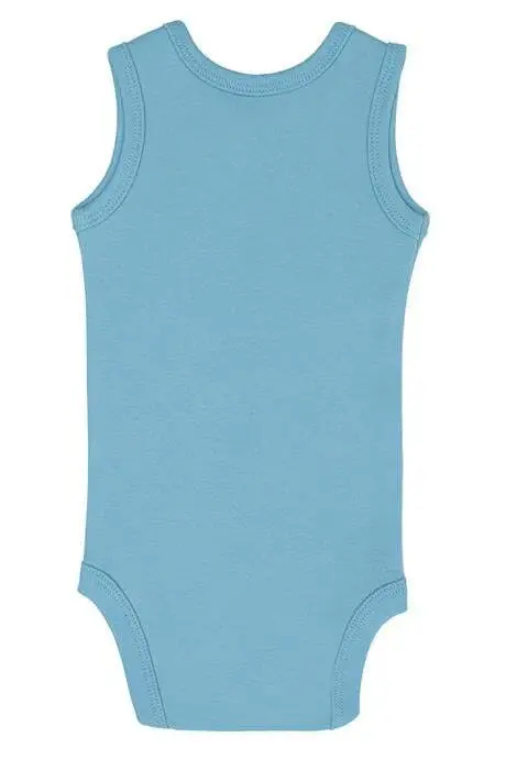 %100 Organik Paxta 3 Moviy Chaqaloq Atlet Chitmali Zibin Body - 5