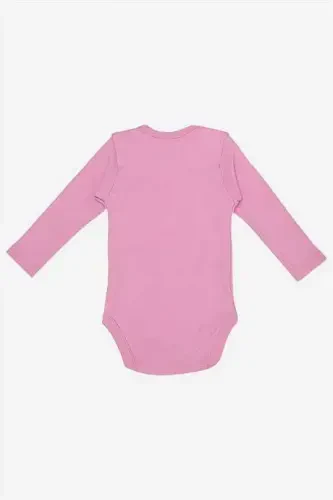 %100 Organik Paxta 3 tа Pembe Uzun Qо’lli Chaqaloq Chitmali Zıbın Body - 5