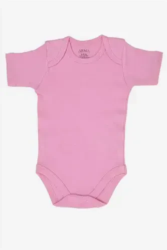 %100 Organik Paxta 3 tа Pink Qisqa Yengli Chaqaloq Chertmeli Zibin Body - BÜYÜKBEDENIZ (1)