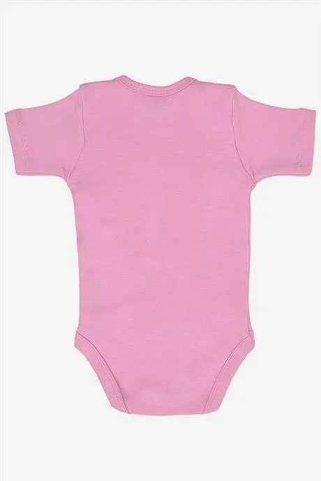%100 Organik Paxta 3 tа Pink Qisqa Yengli Chaqaloq Chertmeli Zibin Body - 5