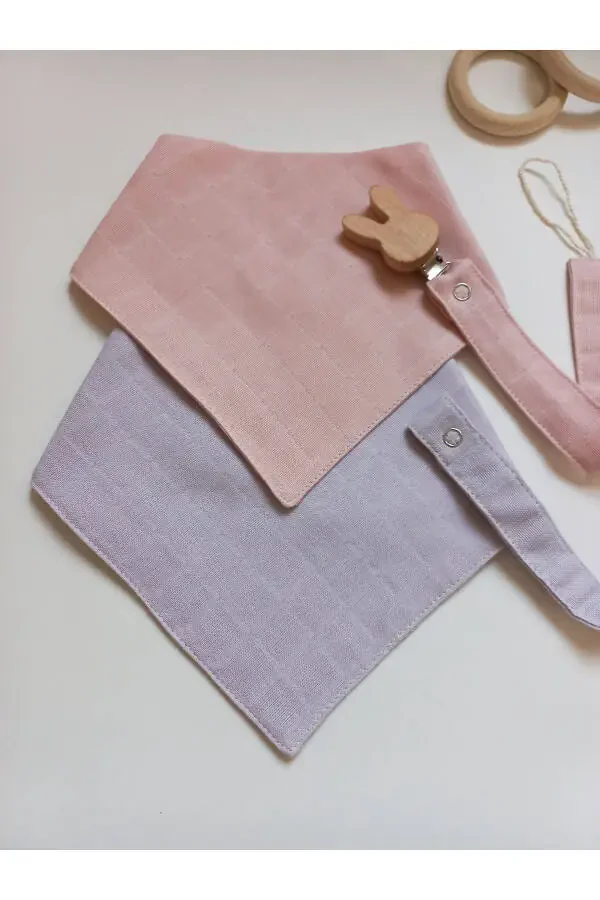 100% Organik Paxta Bolalar uchun 4 dona So'rg'ich ilib qo'yiladigan yog'och qisqichli yoqa - 1