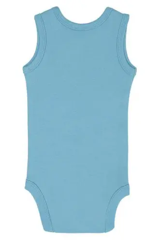 %100 Organik Paxta Moviy Chaqaloq Atlet Chaqnoqli Zıbın Body 5'li Paket - 5