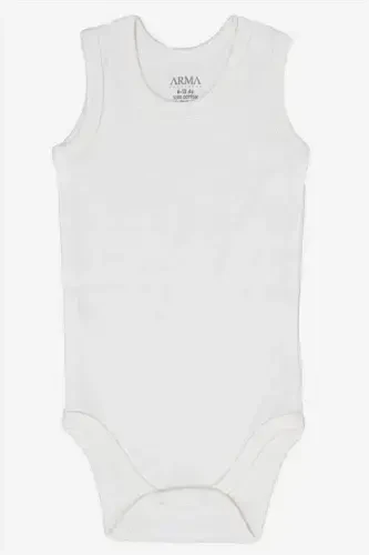 %100 Organik Paxta Oq Chaqaloq Mayka Chitmali Zobin Body 5'li Paket - 3