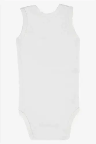 %100 Organik Paxta Oq Chaqaloq Mayka Chitmali Zobin Body 5'li Paket - 5