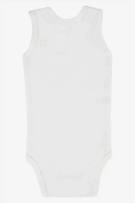 %100 Organik Paxta Oq Chaqaloq Mayka Chitmali Zobin Body 5'li Paket - 5