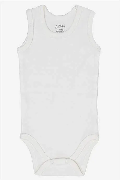 %100 Organik Paxta Oq Chaqaloq Mayka Chitmali Zobin Body 5'li Paket - 3