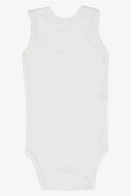 %100 Organik Paxta Oq Chaqaloq Mayka Chitmali Zobin Body 5'li Paket - 5