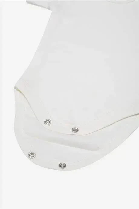 %100 Organik Paxta Oq Qisqa Yengli Bolalar Bodysi 5'li Paket - 1