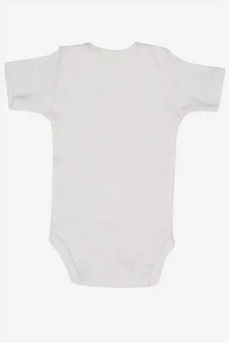 %100 Organik Paxta Oq Qisqa Yengli Bolalar Bodysi 5'li Paket - 2