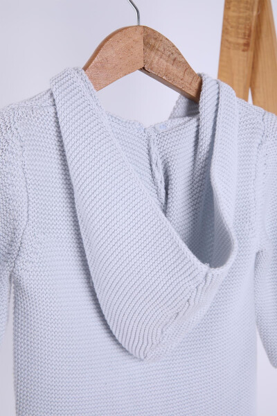 %100 Organik Triko Kız Erkek Bebek Çocuk Kapüşonlu Hırka 6000-Mavi - 4