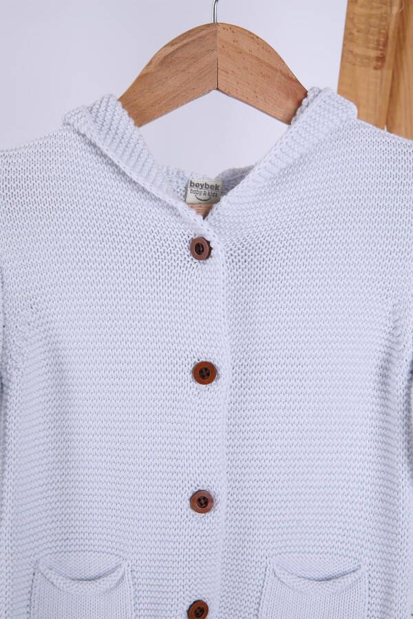 %100 Organik Triko Kız Erkek Bebek Çocuk Kapüşonlu Hırka 6000-Mavi - 6