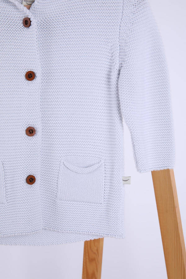 %100 Organik Triko Kız Erkek Bebek Çocuk Kapüşonlu Hırka 6000-Mavi - 3