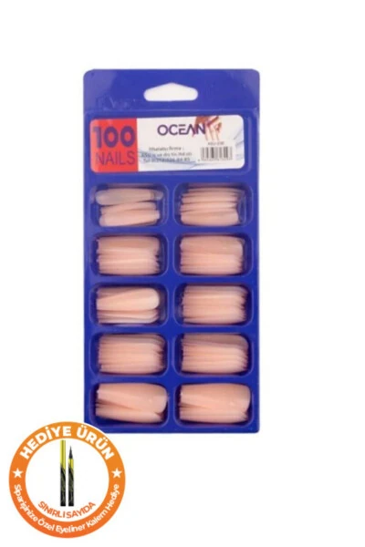 100 Pack Ballerina False Nails - OCEAN