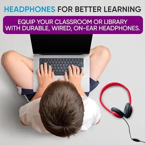 100 Pack Bulk Wired On-Ear Leather Headphones with 3.5mm Connector and Remote Control for Volume, Multi - 7