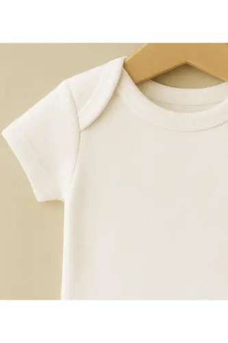 % 100 Pamuk 5 li Beyaz Kısa Kol Body (Morena) - Beyaz-002 - RANY BABY KIDS (1)