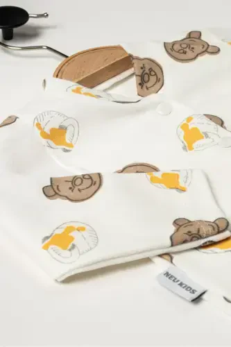 %100 Pamuk Ayıcık Baskılı 5’li Yenidoğan Erkek Bebek Hastane Çıkışı Seti - Hediye Paketli - NEU KIDS (1)